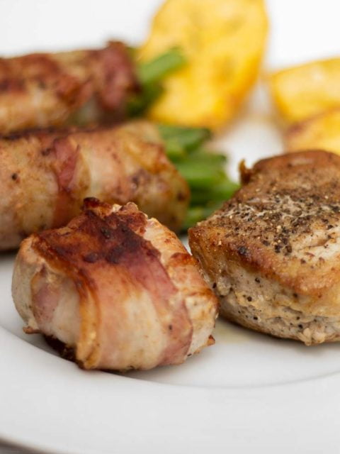 Schweinefilet mit Kartoffeln und Speckbohnen